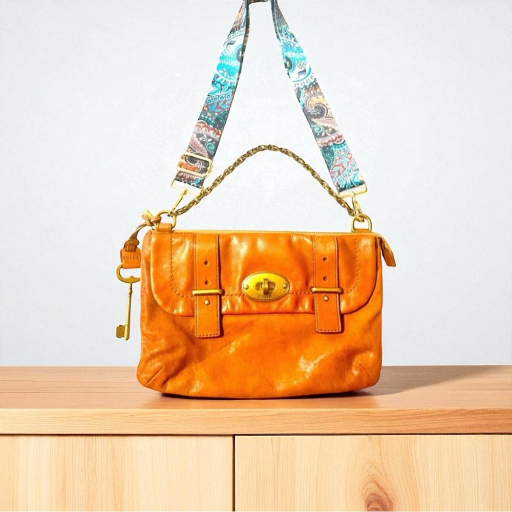 Leather Fossil Bag Cognac Brown Cognac